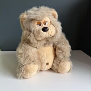 Vintage Big Chubby Chunky 10" Teddy Bear Sit‎ Belly Button Pot Felt Brown Nose